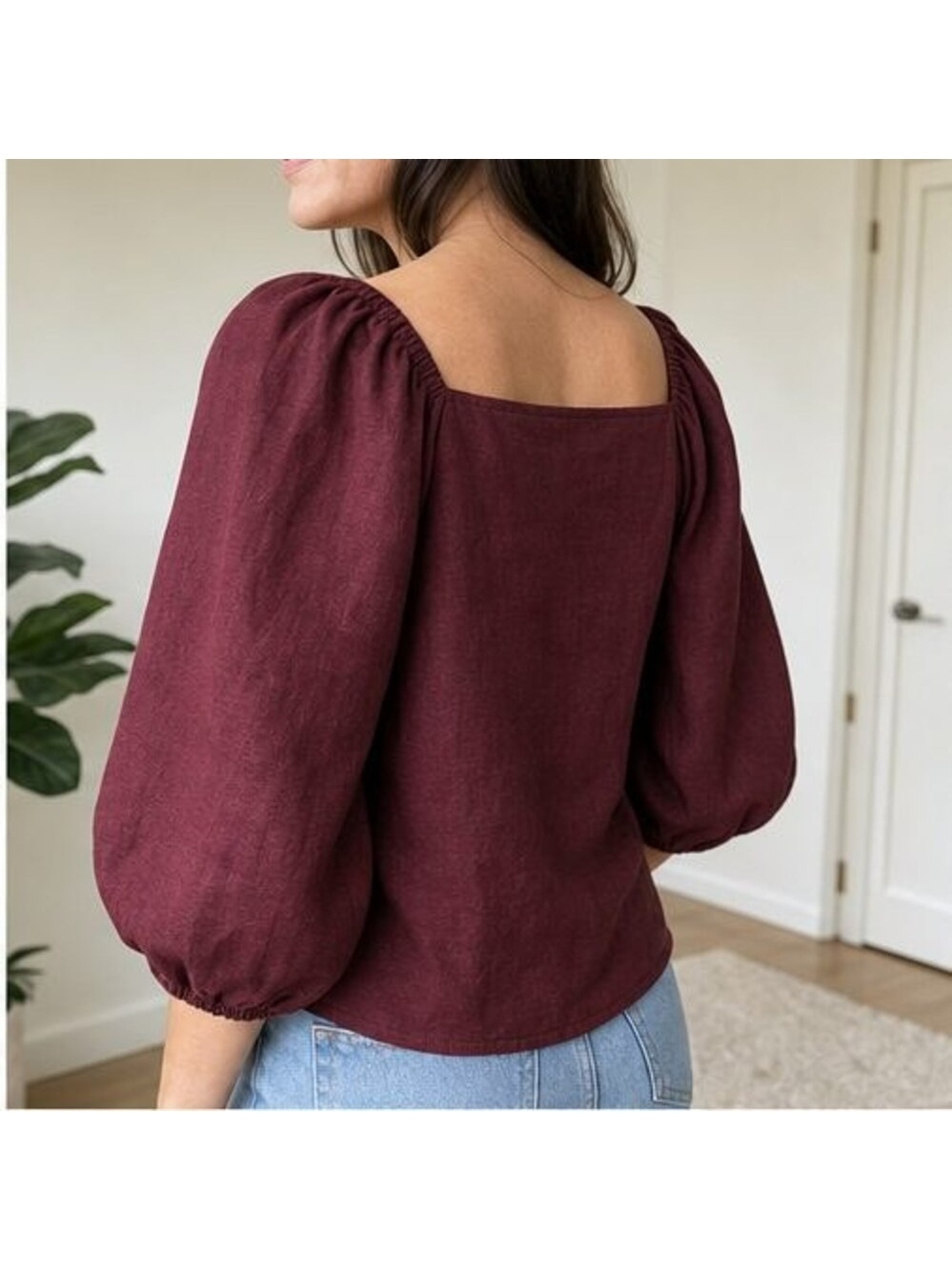 Burgundy Ruffle Blouse - Picture 3 of 6
